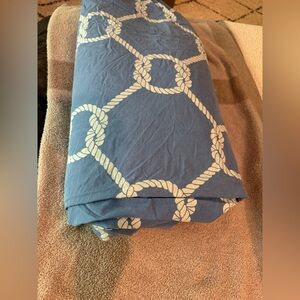 Jonathan Adler Queen Duvet in light Blue 100% Cotton Nautical Knot Wht pattern